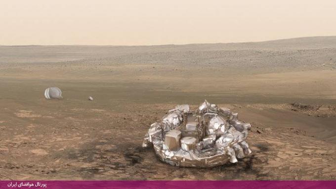 طرحی از کاوشگر شیاپارلی (Schiaparelli) بر روی سطح مریخ