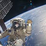 Russian Spacewalkers Work Outside Station