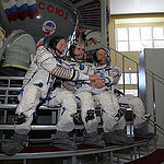 CG4G8846_1 --- (6 May 2015) --- At the Gagarin Cosmonaut Training Center in Star City, Russia, Expedition 44/45 backup crewmembers Timothy Peake of the European Space Agency (left), Yuri Malenchenko of the Russian Federal Space Agency (Roscosmos, center)