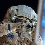 Oleg Kotov Takes a Picture During a Spacewalk